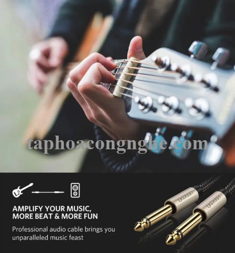 Ugreen 40813 5M 6.35mm màu Đen Cáp âm thanh 2 đầu 6.5mm dương cao cấp AV128 30040813